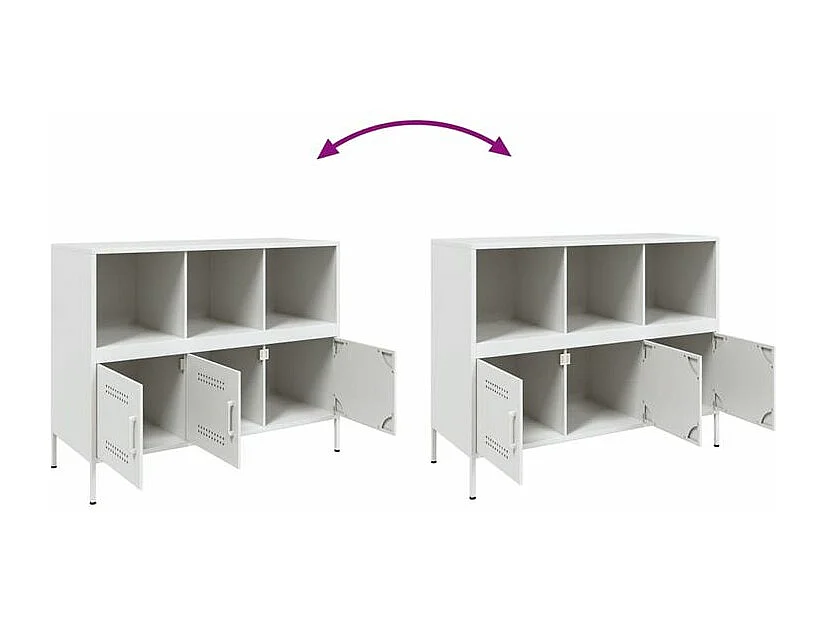 Meuble de rangement 3 portes 3 niches en acier Klavin 100cm - Style Industriel-Couleur Blanc