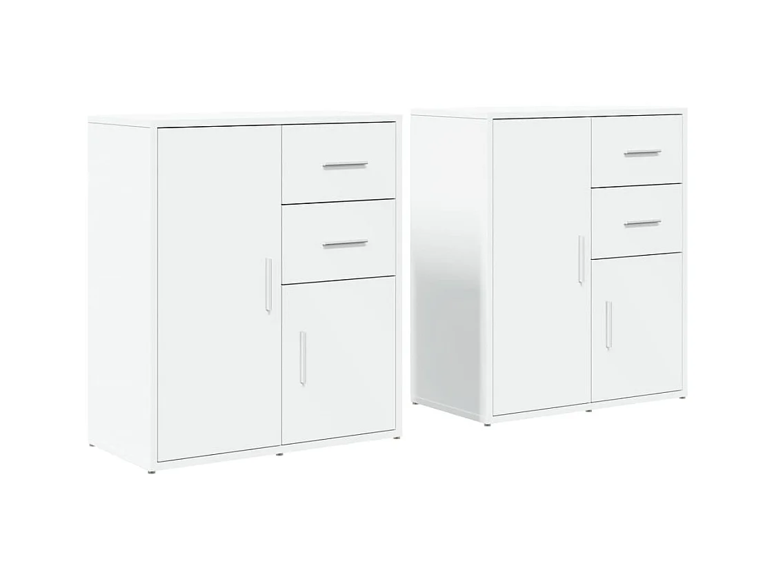 Buffets 2 pcs blanc 60x31x70 bois d'ingénierie