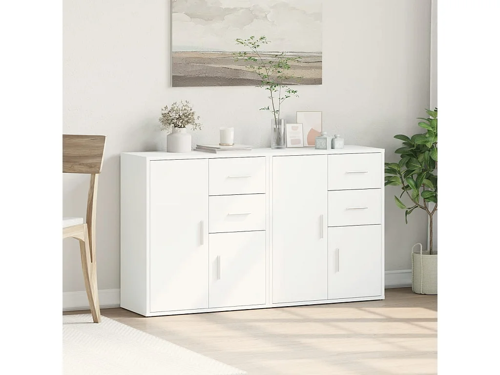 Buffets 2 pcs blanc 60x31x70 bois d'ingénierie