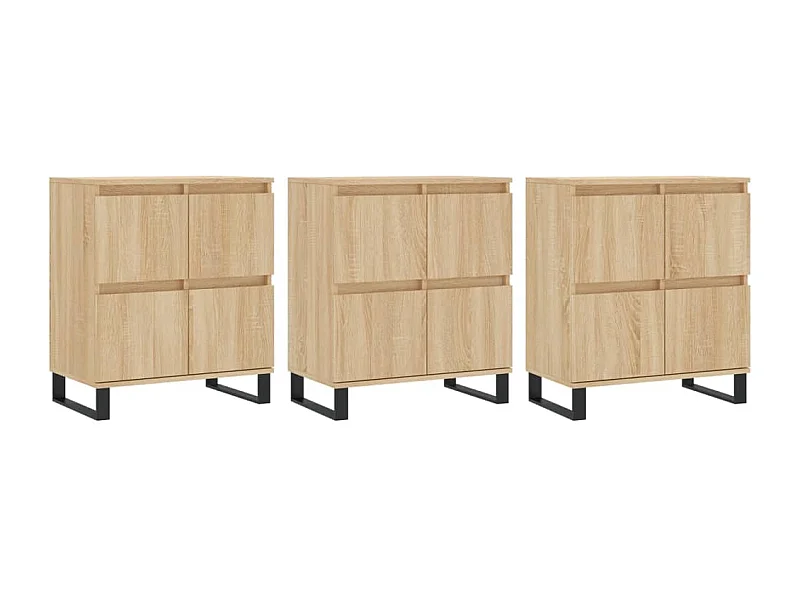 Buffets 3 pcs Chêne sonoma Bois d'ingénierie