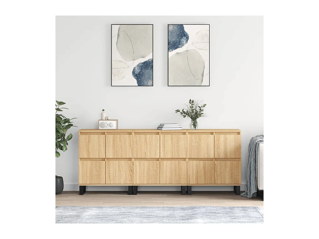 Buffets 3 pcs Chêne sonoma Bois d'ingénierie