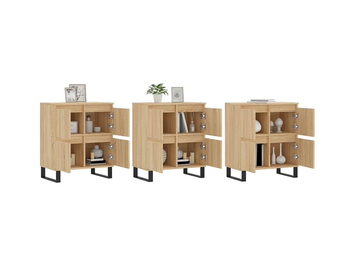 Buffets 3 pcs Chêne sonoma Bois d'ingénierie