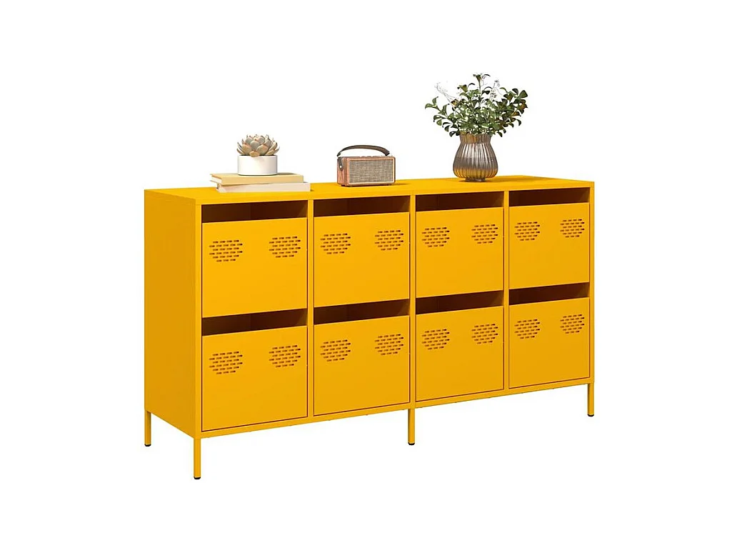 Buffet jaune moutarde 135x39x73,5 acier laminé à froid