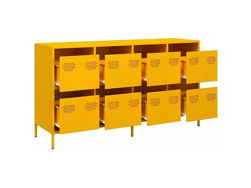 Buffet jaune moutarde 135x39x73,5 acier laminé à froid