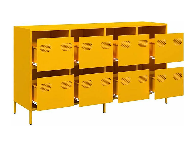Buffet jaune moutarde 135x39x73,5 acier laminé à froid