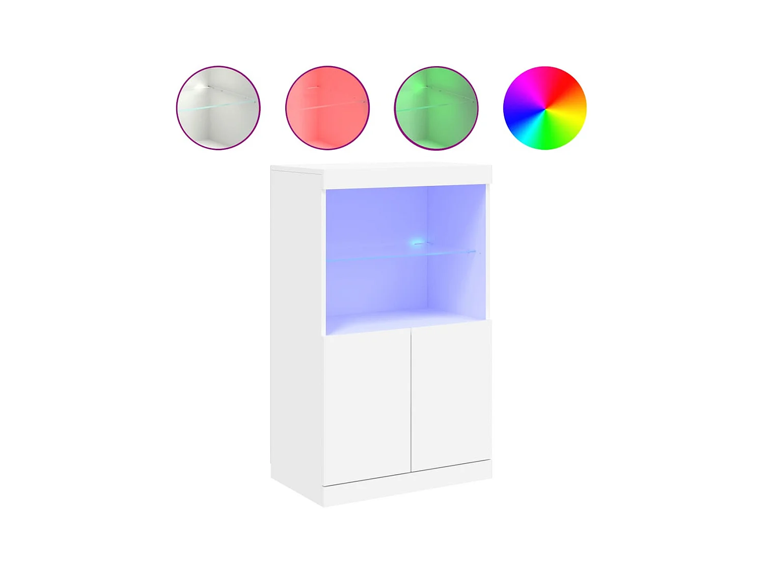 Petit meuble 2 portes et niches éclairage LED - Collection Arizona-Couleur Blanc