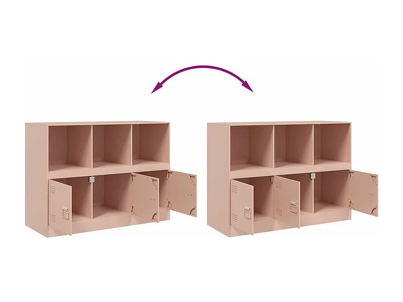 Meuble de rangement 3 portes 3 niches en acier Lazard 99cm - Style Industriel-Couleur Rose clair