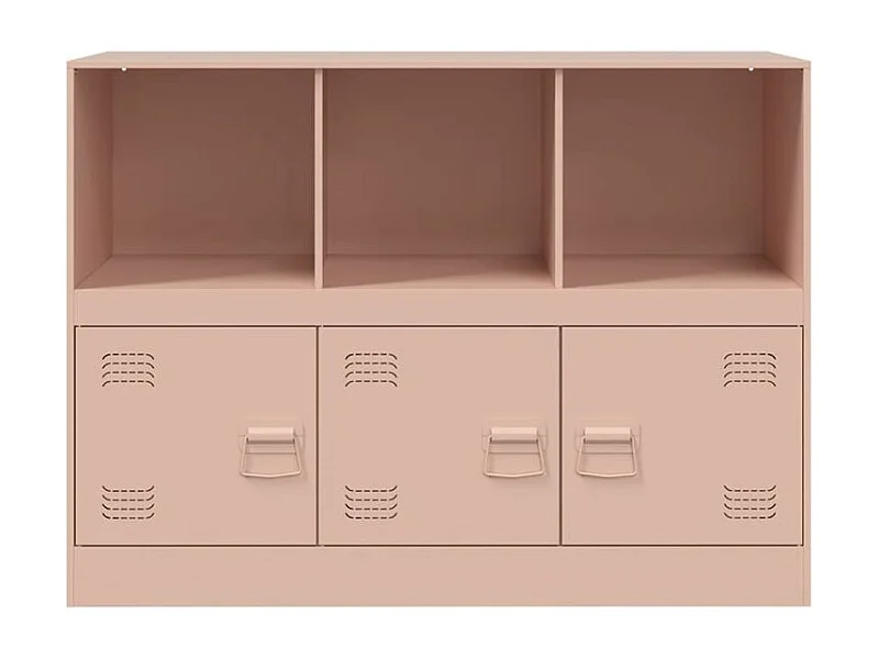 Meuble de rangement 3 portes 3 niches en acier Lazard 99cm - Style Industriel-Couleur Rose clair