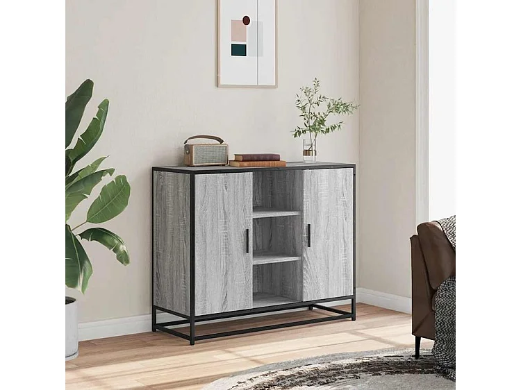 Buffet sonoma gris 92x35x76 bois d'ingénierie