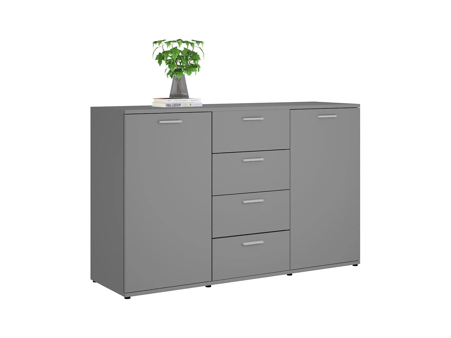 Buffet gris 2 portes et 4 tiroirs Vendôme 120cm