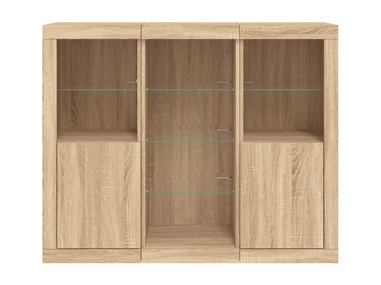 Buffets avec lumières LED 3 pcs chêne sonoma bois d'ingénierie