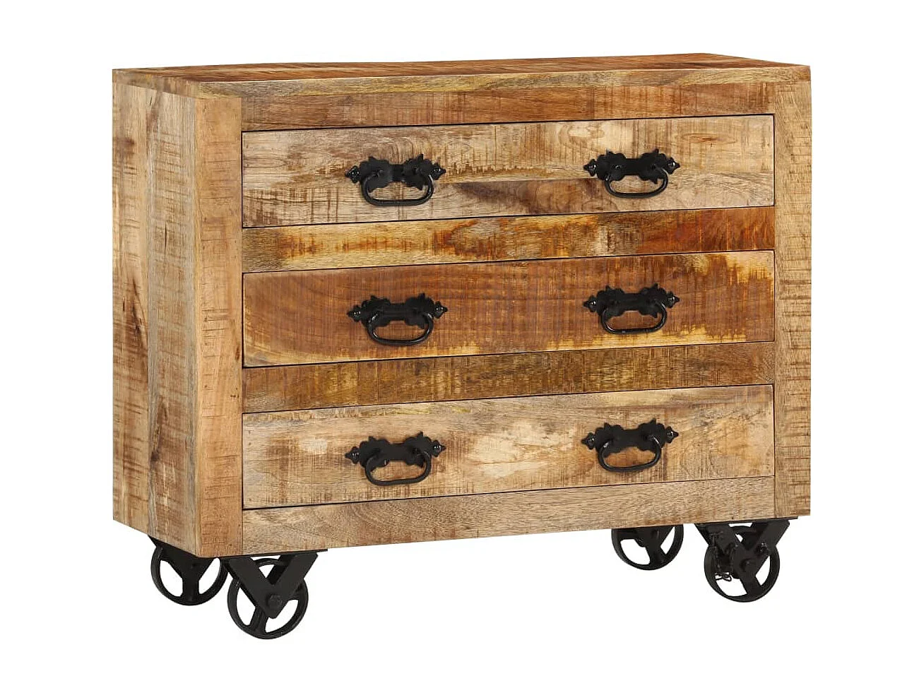 Buffet avec 3 tiroirs 80x30x65 bois de manguier brut massif