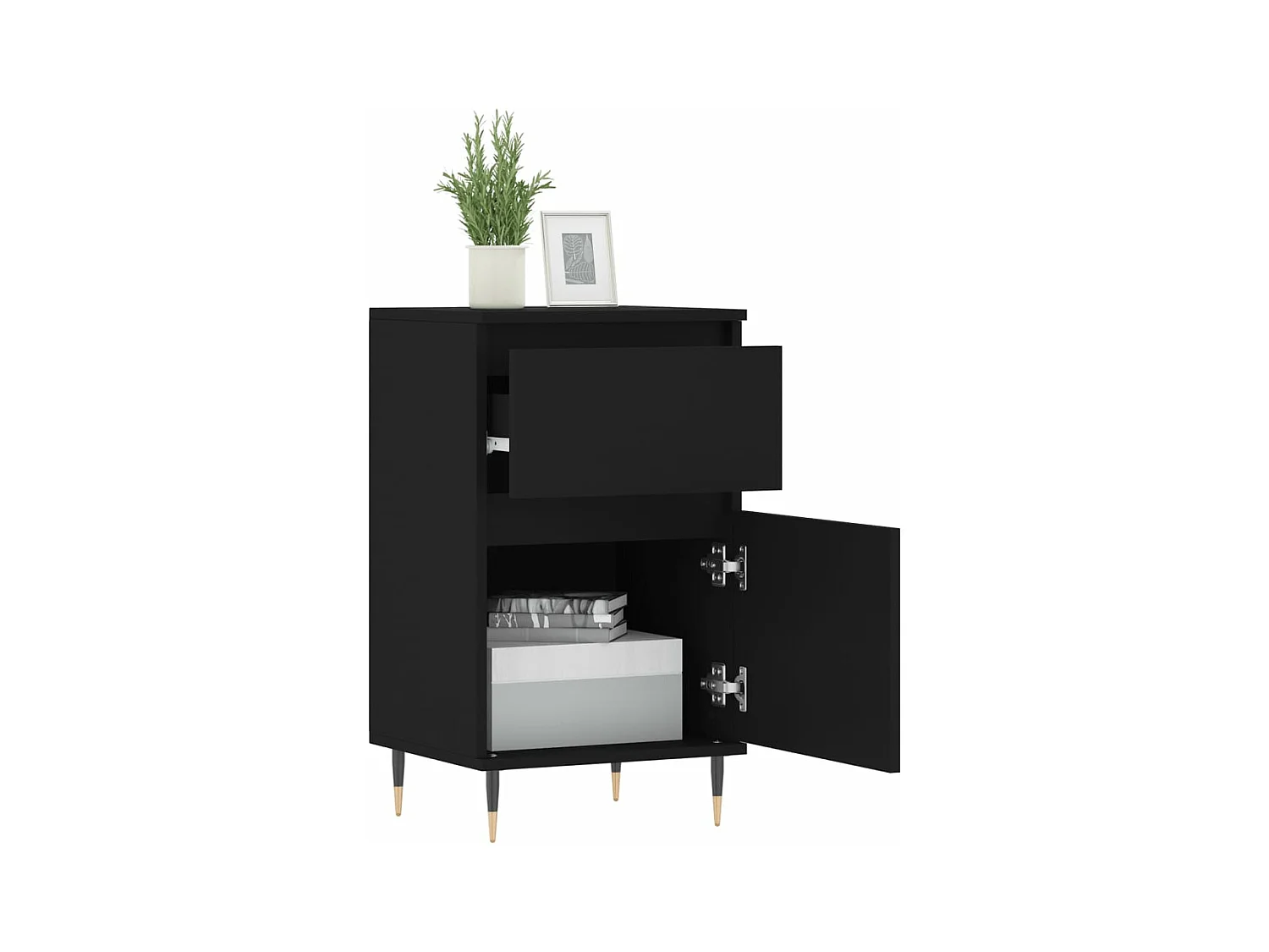 Buffets 2 pcs noir 40x35x70 bois d’ingénierie