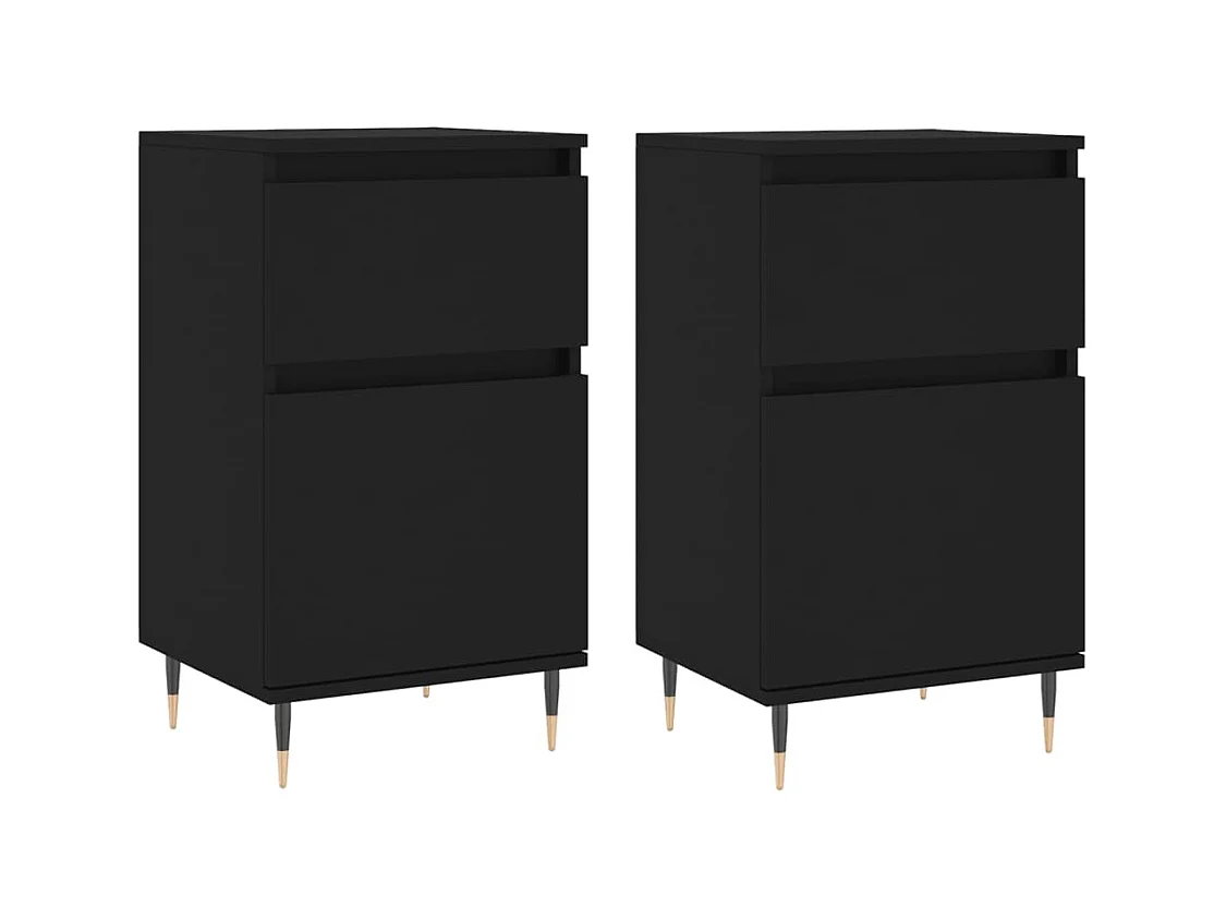 Buffets 2 pcs noir 40x35x70 bois d’ingénierie