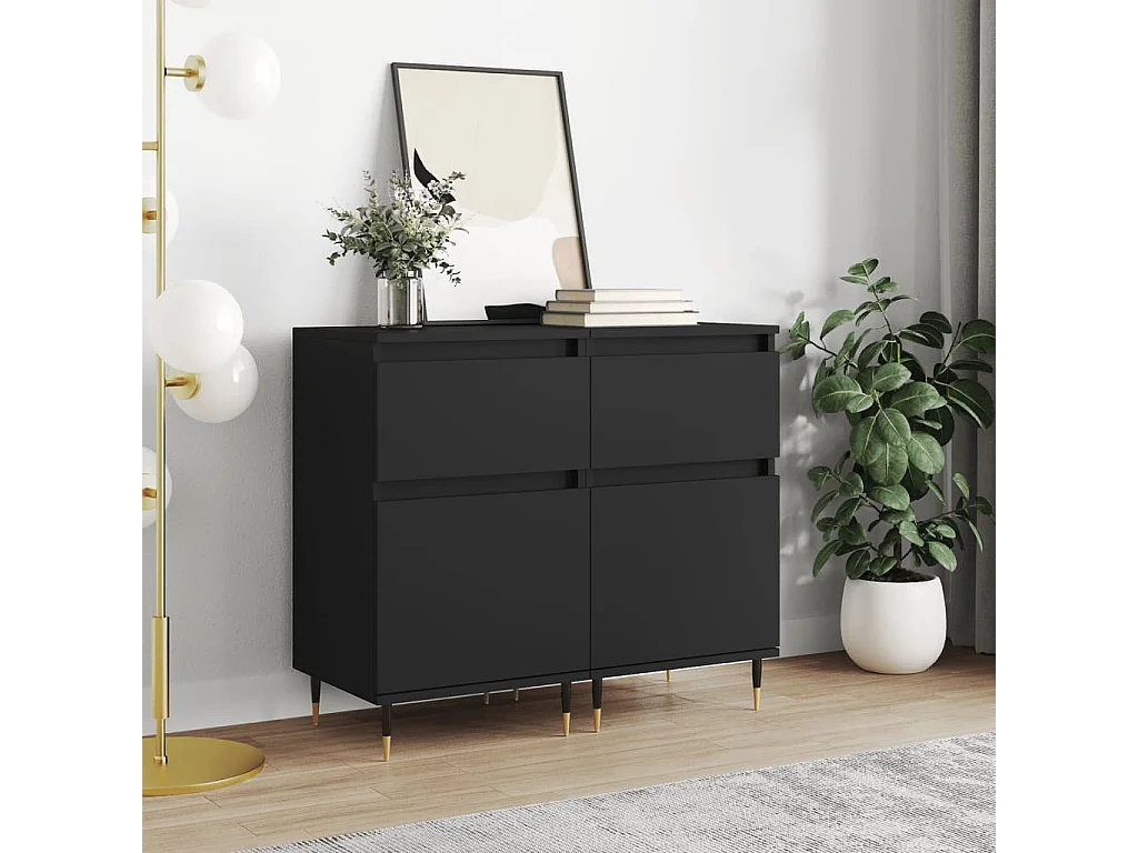 Buffets 2 pcs noir 40x35x70 bois d’ingénierie