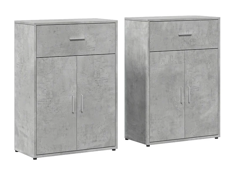 Buffets 2 pcs gris béton 60x30x84 bois d'ingénierie