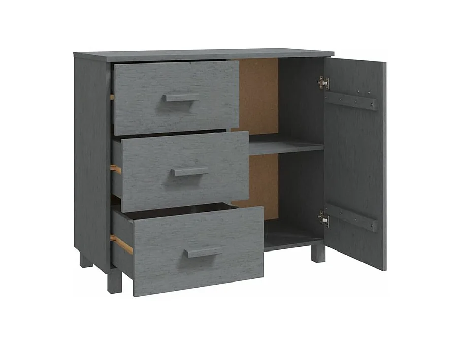 Buffet HAMAR Gris foncé 90x40x80 Bois massif de pin