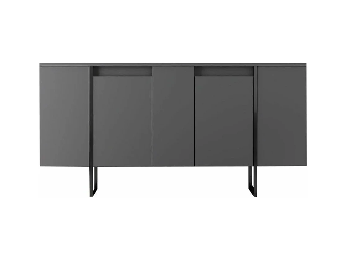 Buffet bas moderne bois et pieds métal noir Kandry 160cm