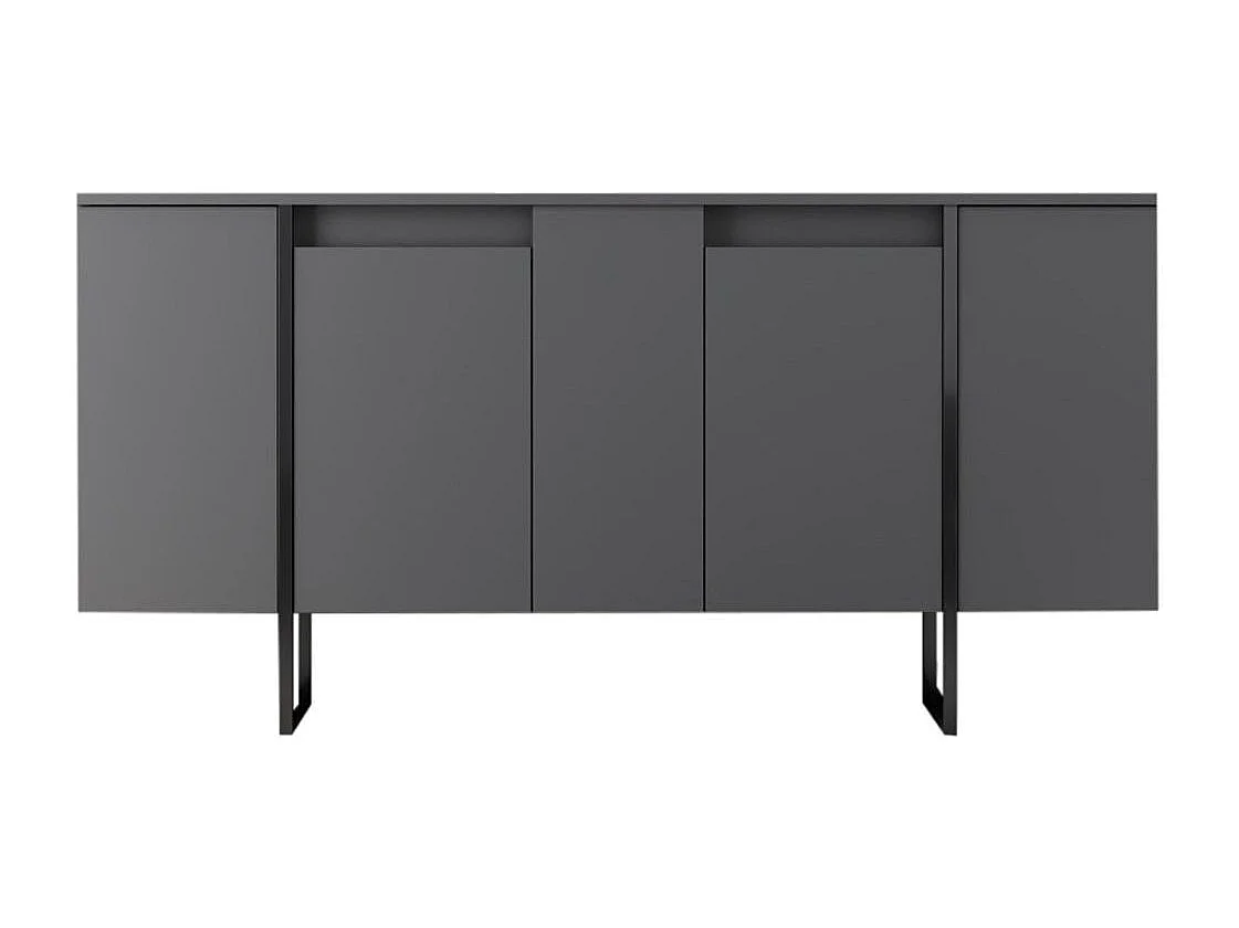 Buffet bas moderne bois et pieds métal noir Kandry 160cm