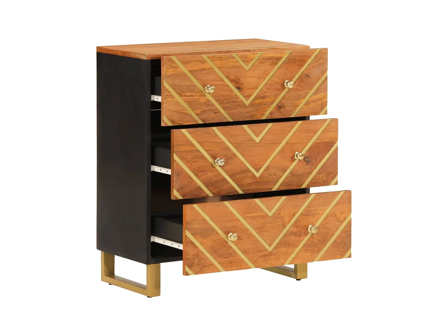 Armoire latérale marron et noir 60x33,5x75 bois de manguier