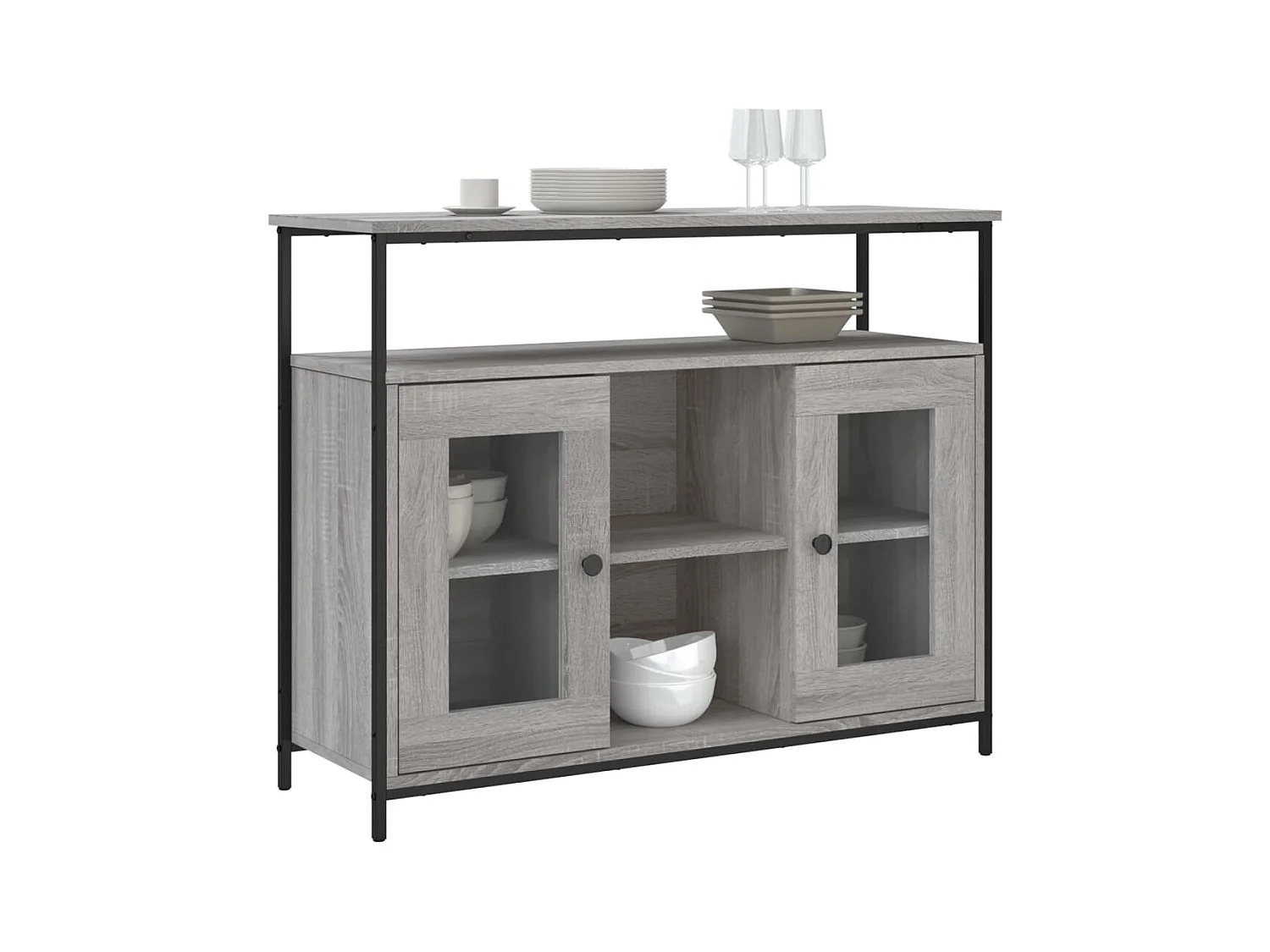 Buffet sonoma gris 100x35x80 bois d'ingénierie