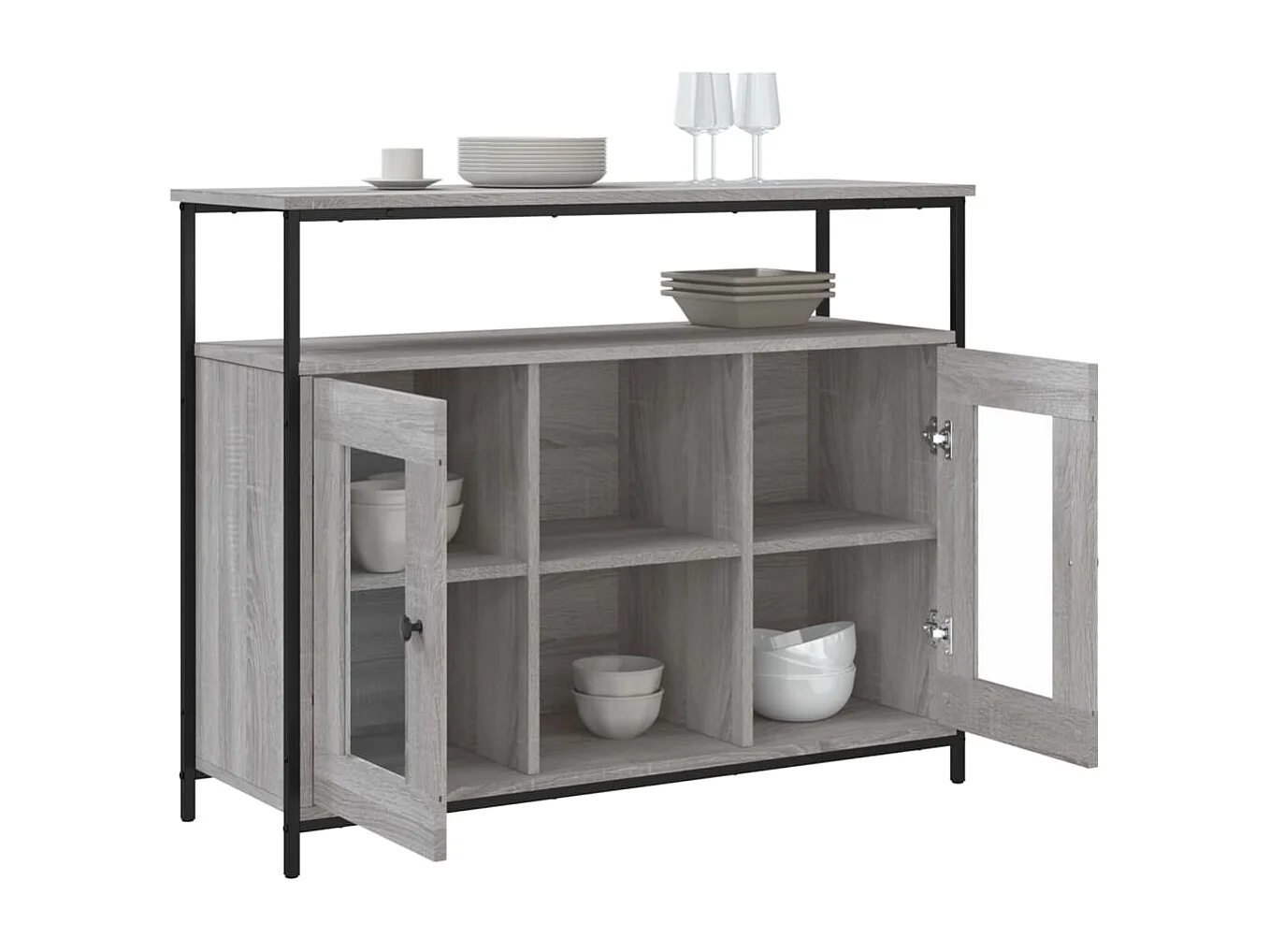 Buffet sonoma gris 100x35x80 bois d'ingénierie
