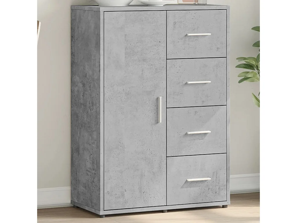 Buffet gris béton 60x31x84 bois d'ingénierie