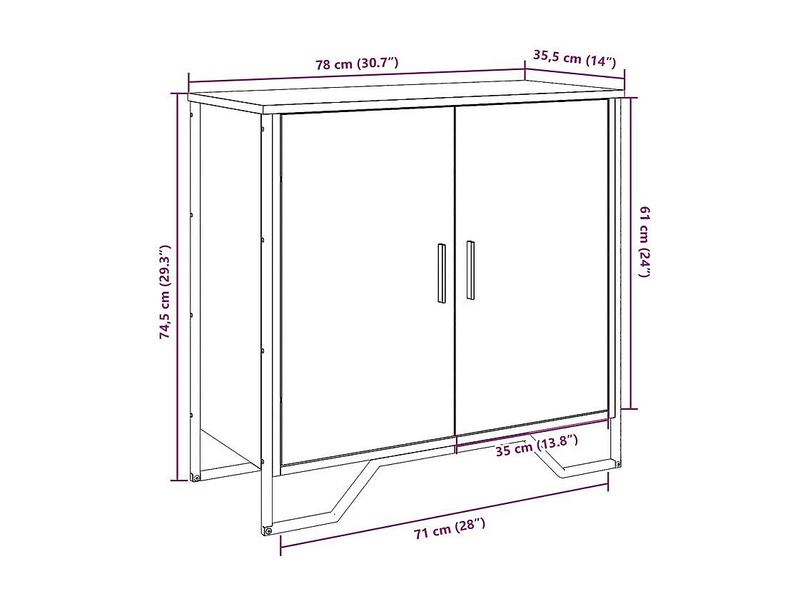 Buffet chêne fumé 78x35,5x74,5 bois d'ingénierie