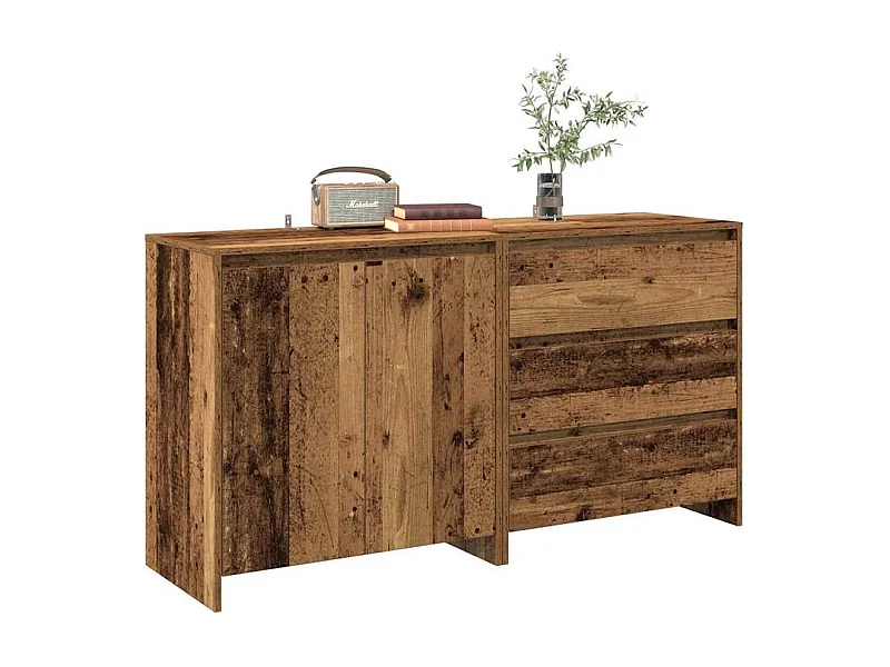 Buffet 2 pcs vieux bois bois d'ingénierie