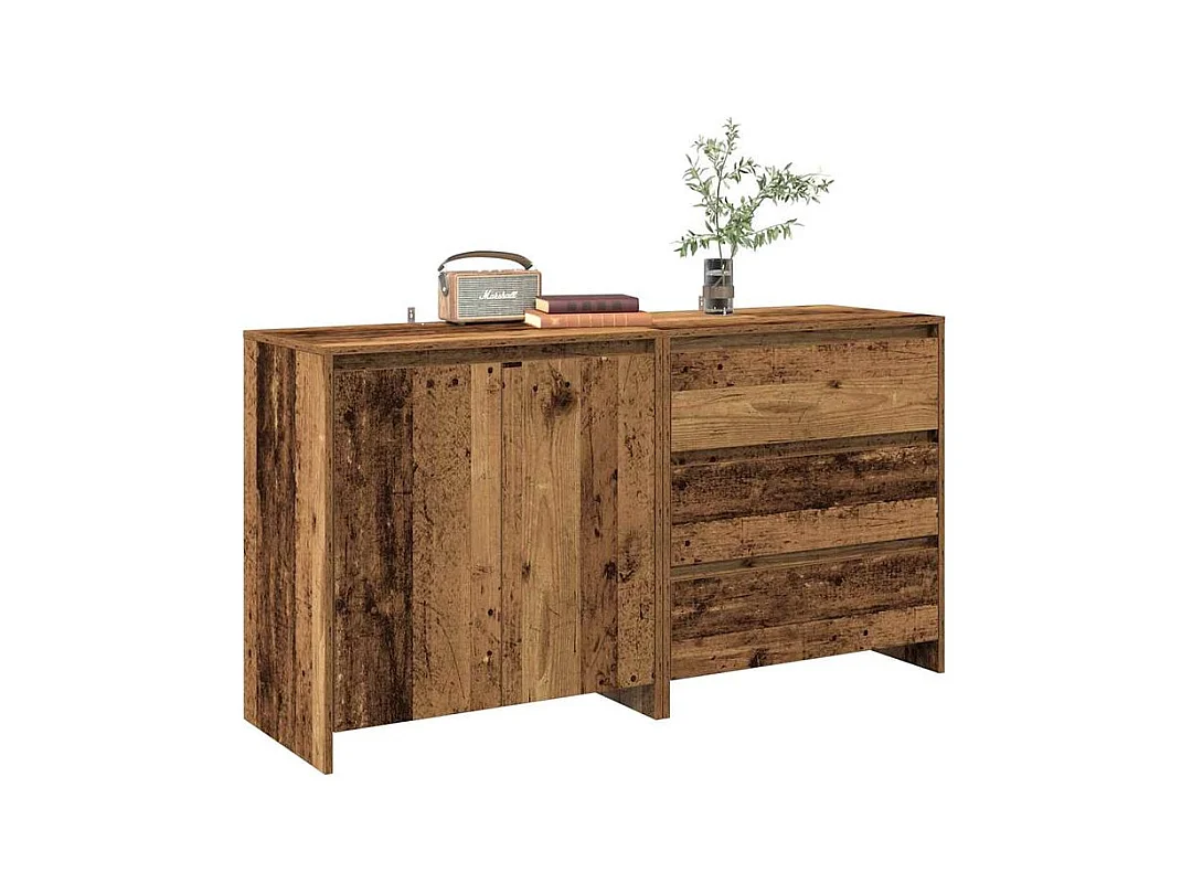 Buffet 2 pcs vieux bois bois d'ingénierie