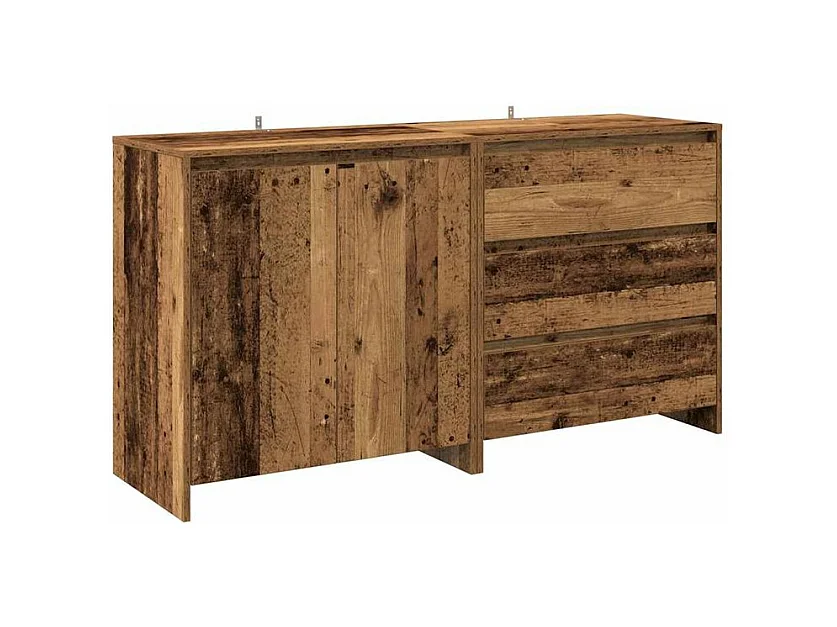 Buffet 2 pcs vieux bois bois d'ingénierie