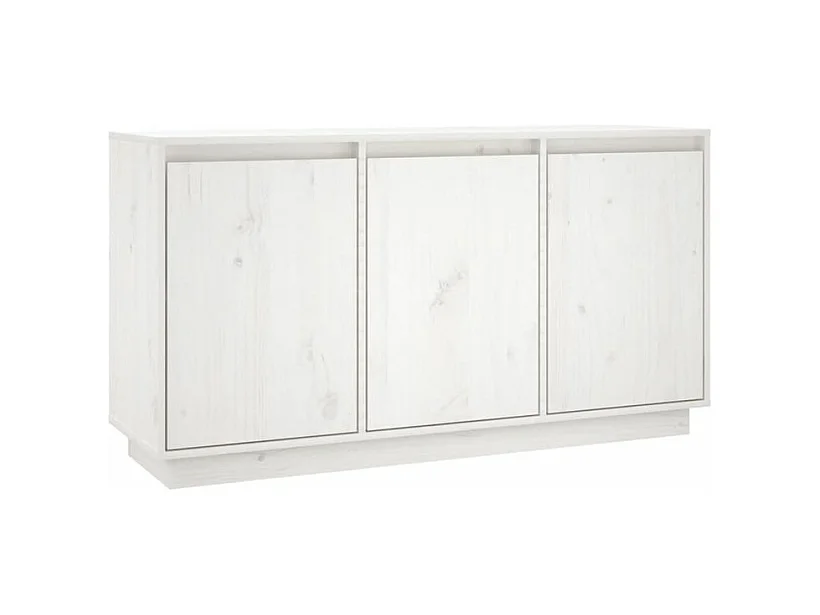 Petit buffet 3 portes en bois massif de pin Romane – Style classique et fonctionnel-Couleur Blanc