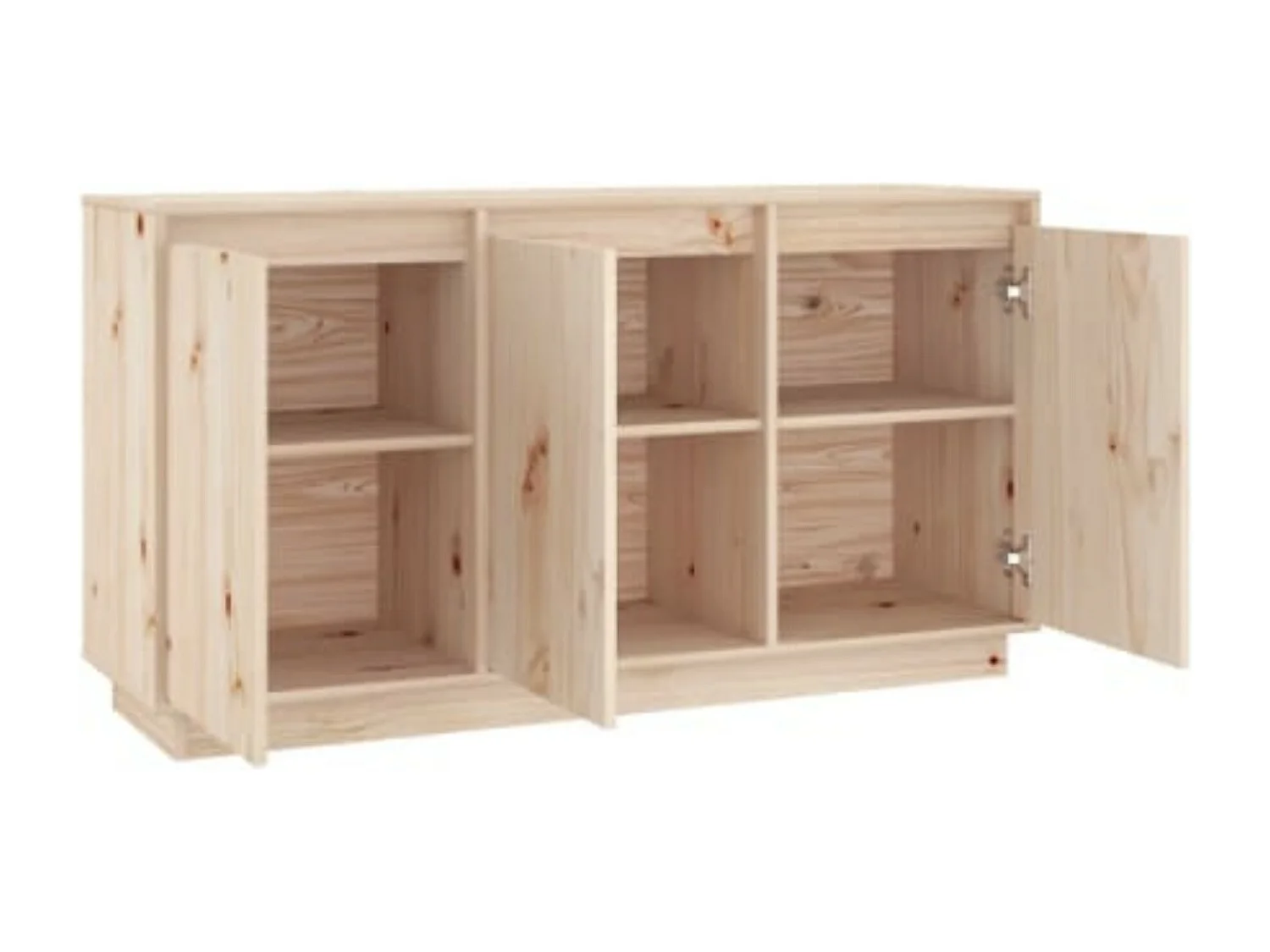 Petit buffet 3 portes en bois massif de pin Romane – Style classique et fonctionnel-Couleur Blanc