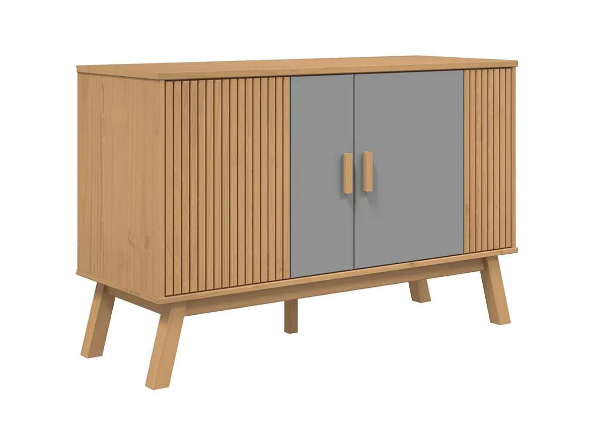 Buffet OLDEN gris et marron 114x43x73,5 bois massif de pin