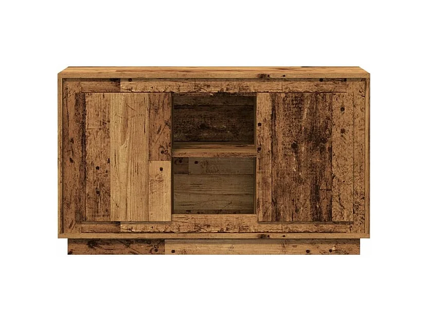 Petit buffet 2 portes 1 étagère extérieure 102cm – Modèle Novila-Couleur Marron noisette