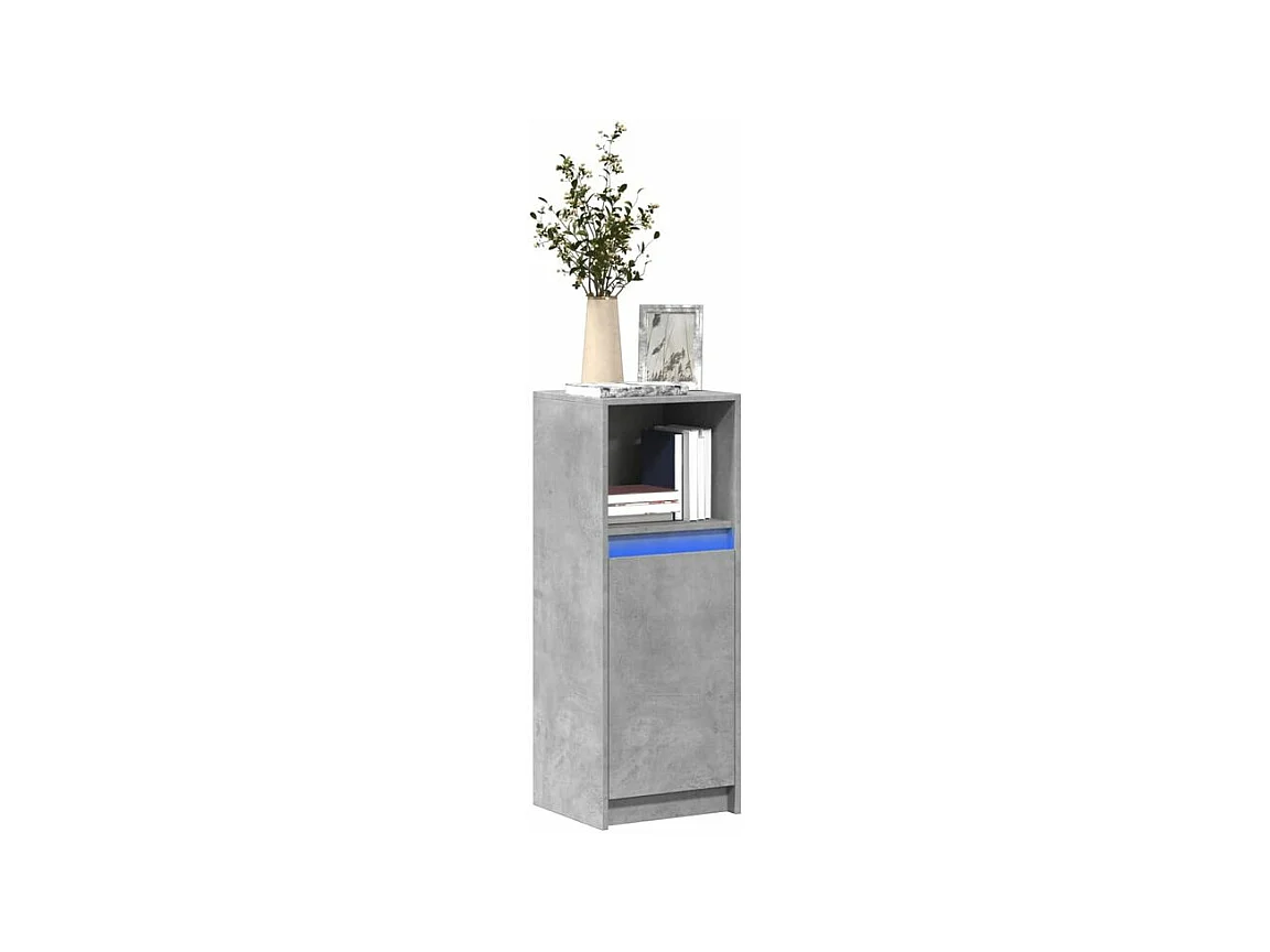 Buffet avec LED gris béton 38x34x100 bois d'ingénierie