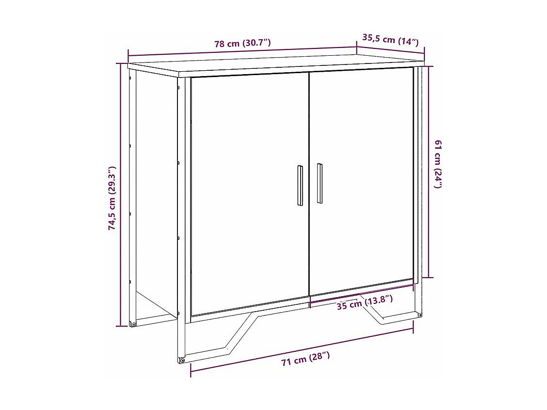 Buffet chêne marron 78x35,5x74,5 bois d'ingénierie