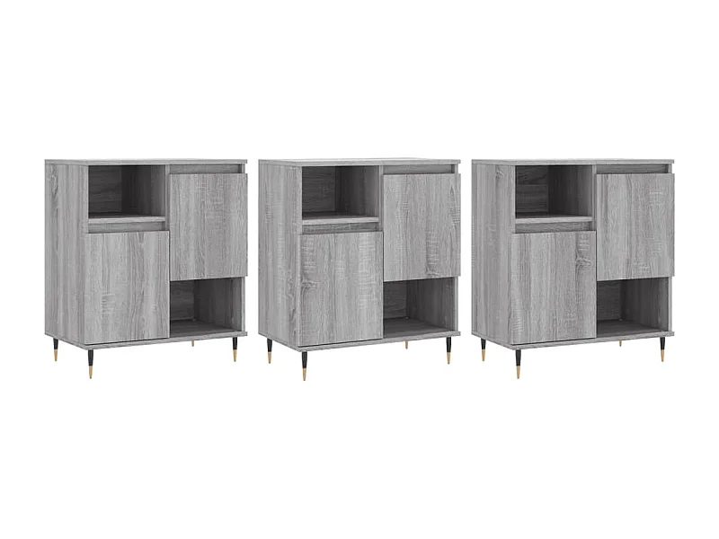 Buffets 3 pcs Sonoma gris Bois d'ingénierie
