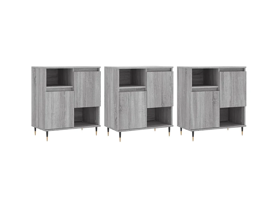 Buffets 3 pcs Sonoma gris Bois d'ingénierie