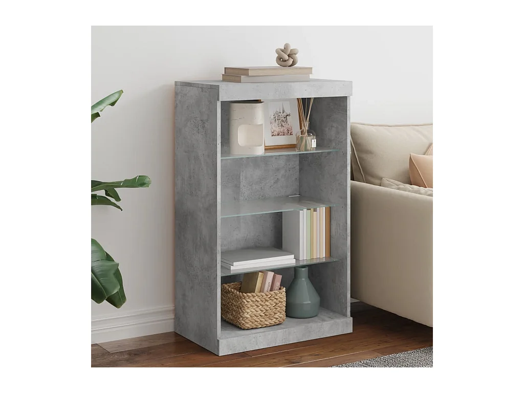 Petit meuble à niches avec éclairage LED - Collection Arizona-Couleur Gris béton