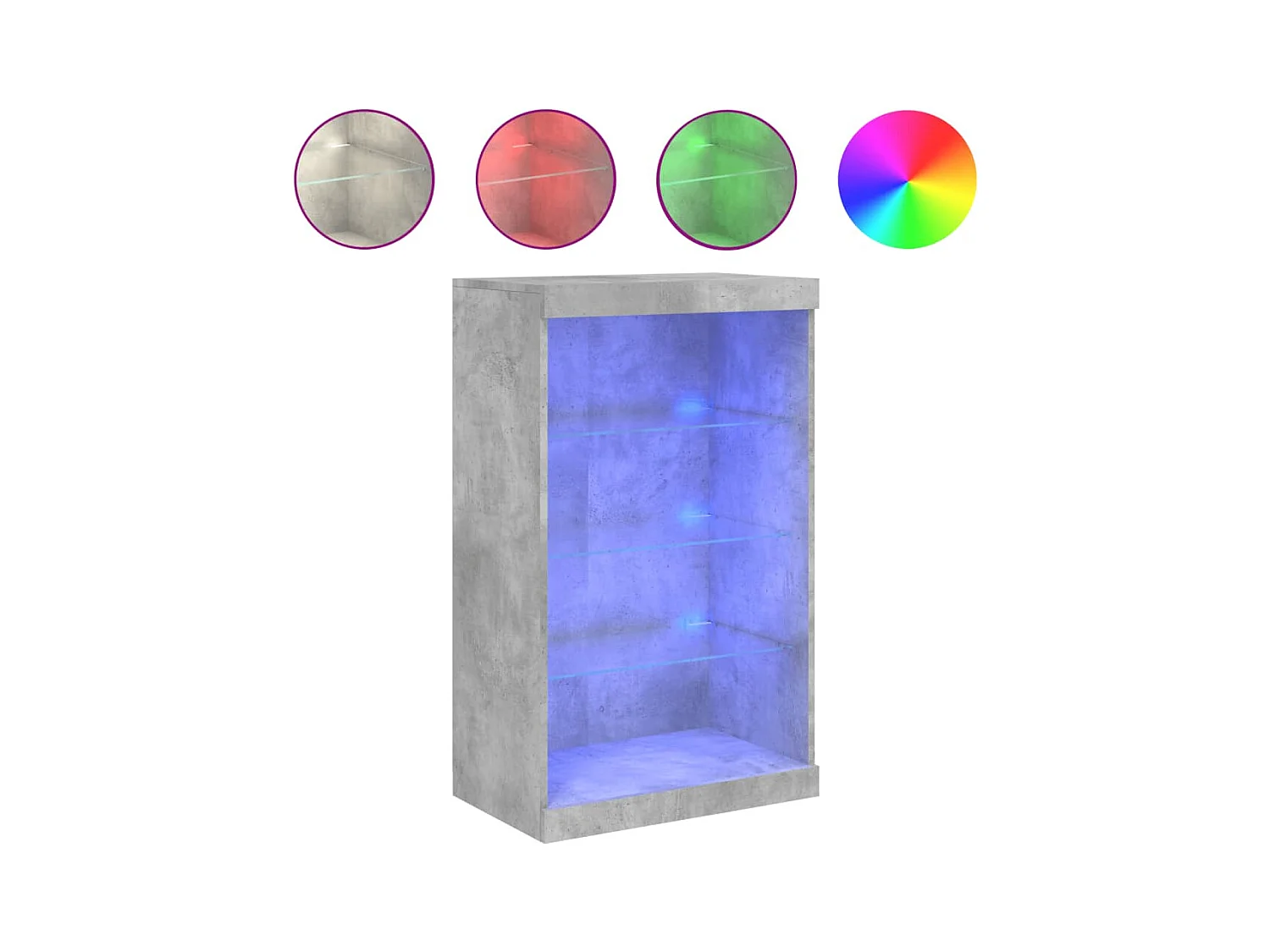 Petit meuble à niches avec éclairage LED - Collection Arizona-Couleur Gris béton