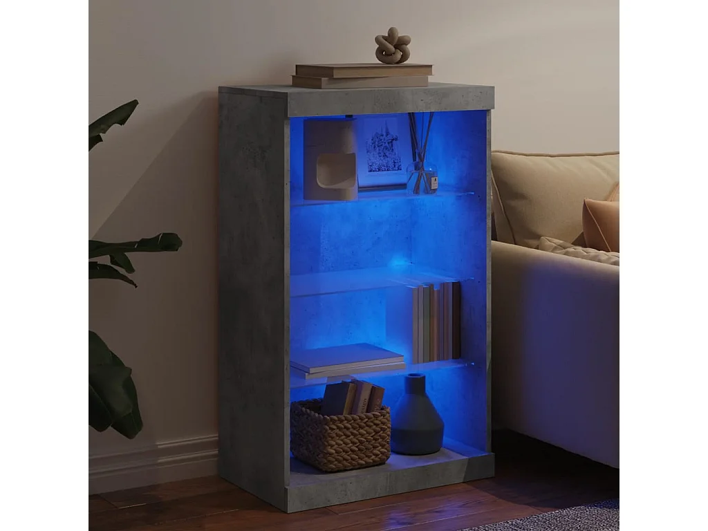 Petit meuble à niches avec éclairage LED - Collection Arizona-Couleur Gris béton