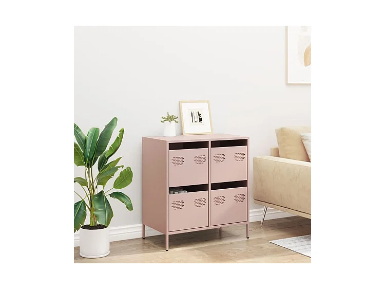 Buffet rose 68x39x73,5 acier laminé à froid