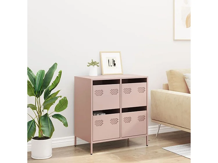 Buffet rose 68x39x73,5 acier laminé à froid
