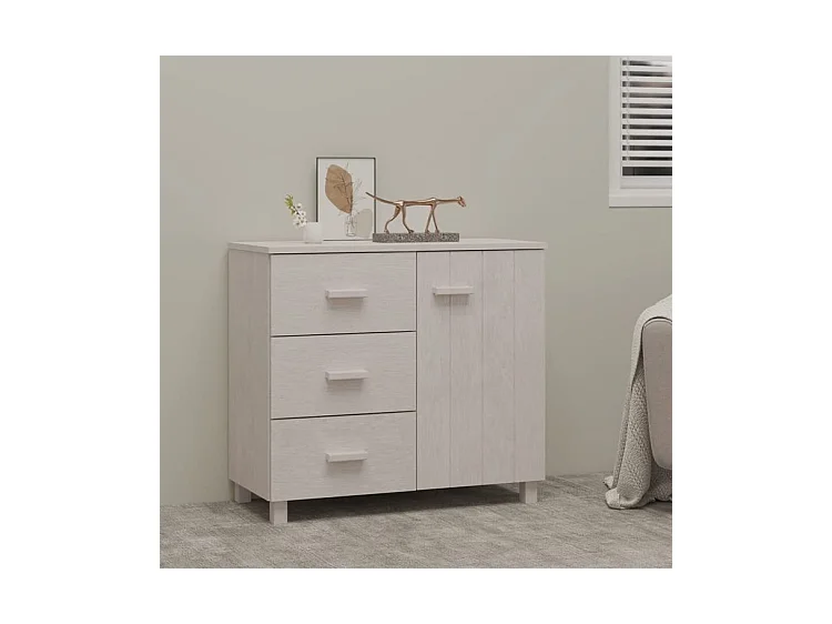 Buffet HAMAR Blanc 90x40x80 Bois massif de pin