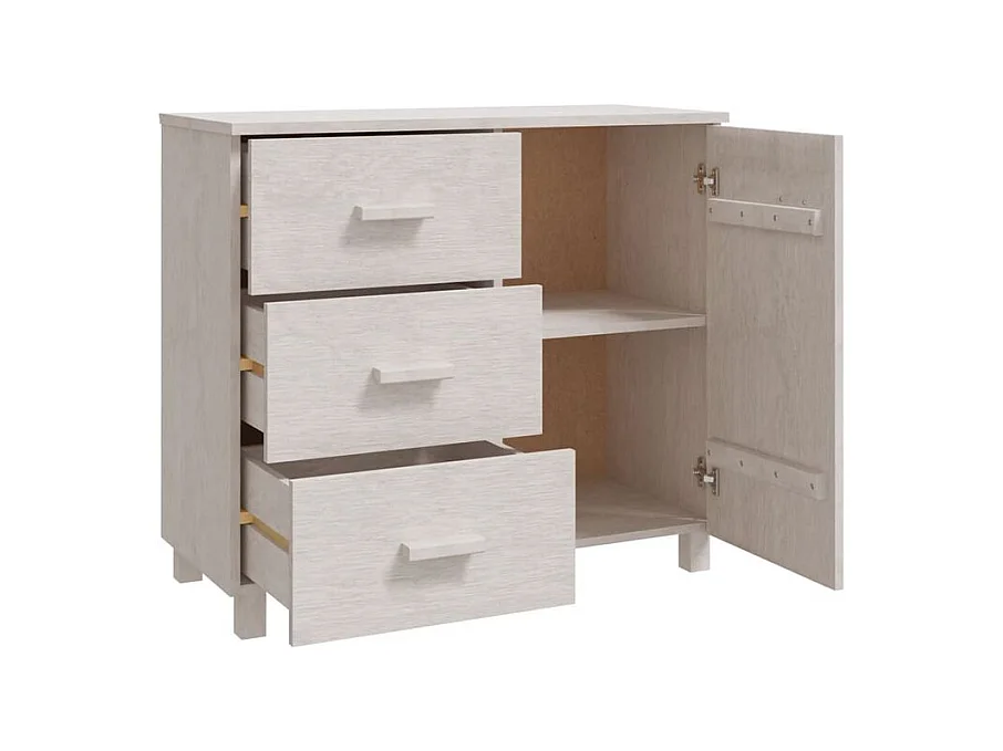 Buffet HAMAR Blanc 90x40x80 Bois massif de pin