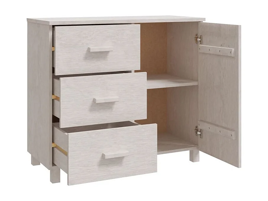 Buffet HAMAR Blanc 90x40x80 Bois massif de pin