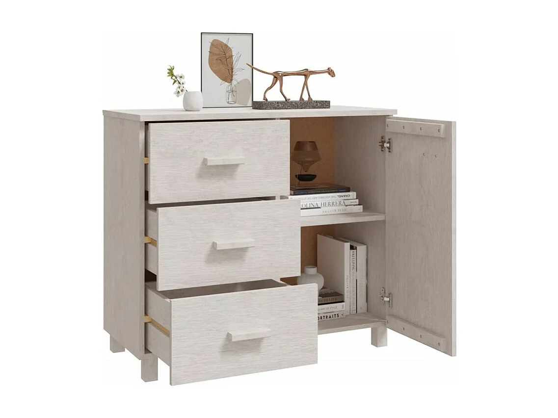 Buffet HAMAR Blanc 90x40x80 Bois massif de pin