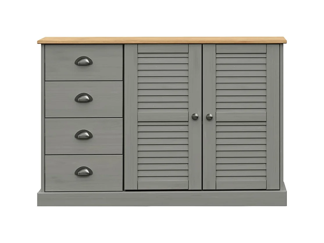 Buffet avec tiroirs VIGO 113x40x75 gris bois massif de pin