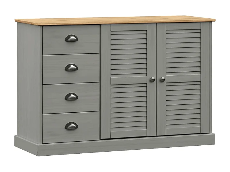 Buffet avec tiroirs VIGO 113x40x75 gris bois massif de pin